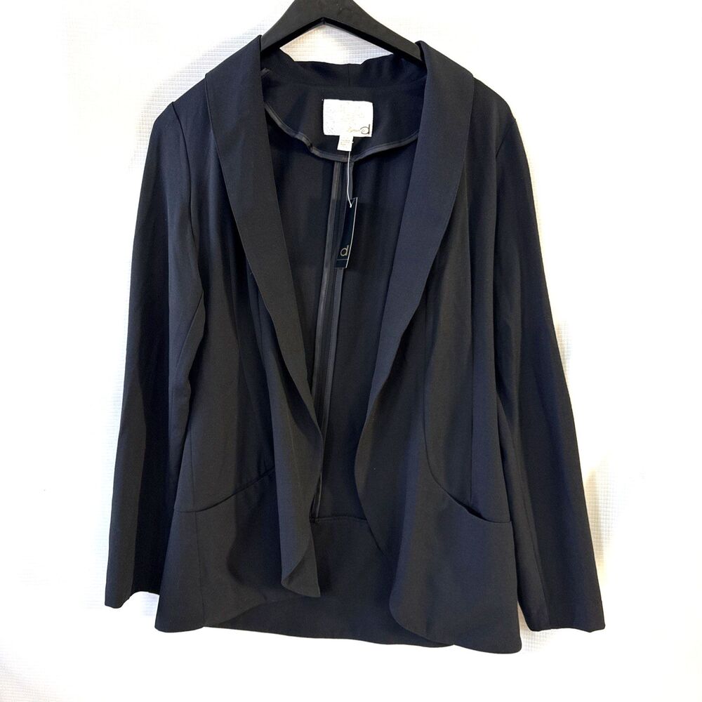 Dynamite Black Waterfall Open Front Blazer - M - Pockets Classic Business